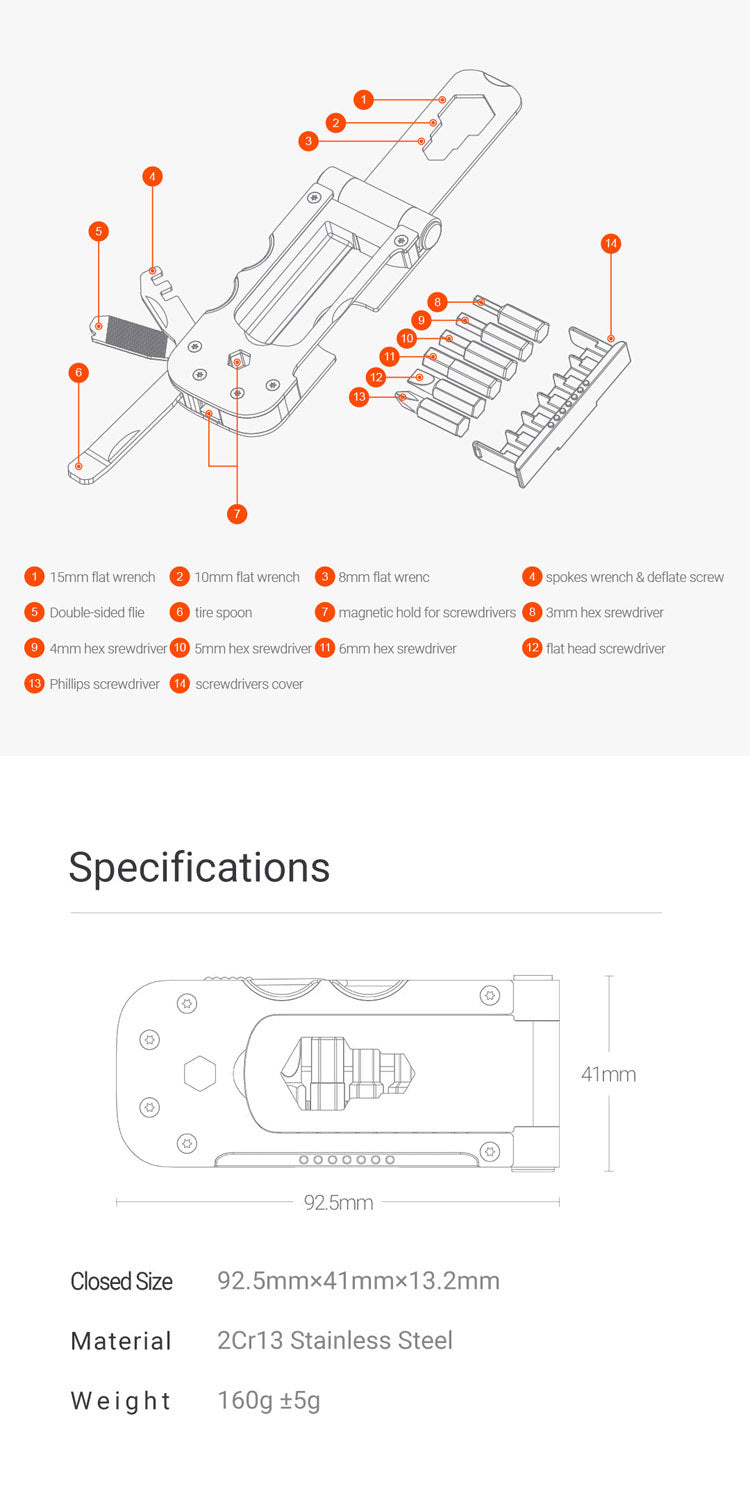 NexTool EDC Bicycle Repair Multi-Tool with Pouch