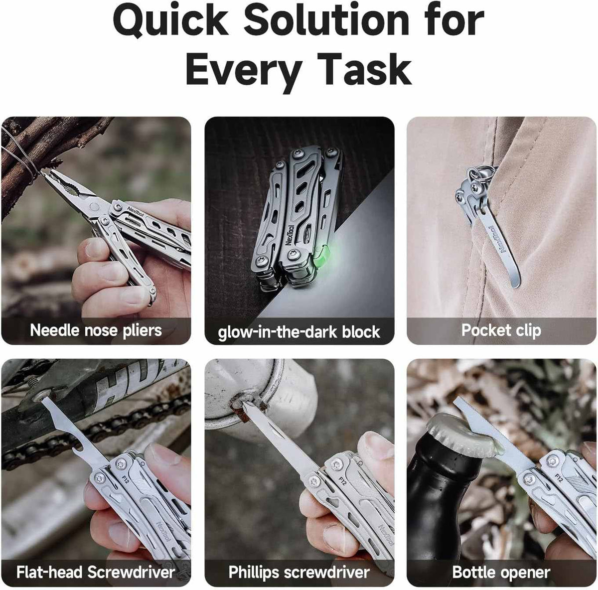 NexTool Mini Flagship F12 Khaki Compact Multi-Tool with 15 Functions NE20410F