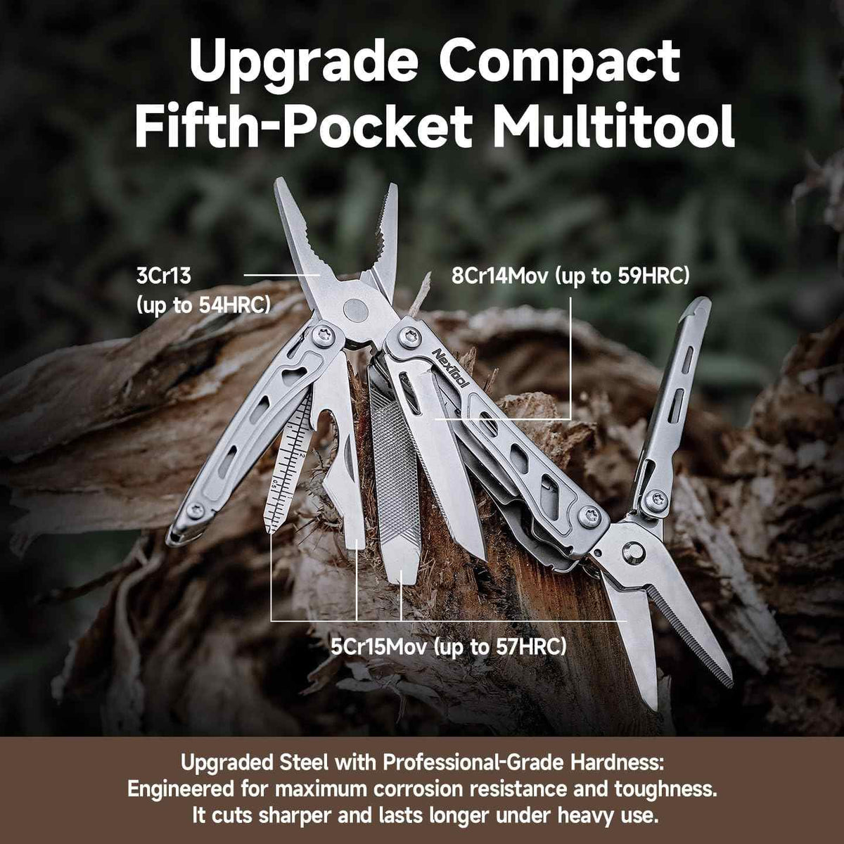 NexTool Mini Flagship F12 Black Stonewashed Compact Multi-Tool with 15 Functions NE20410B