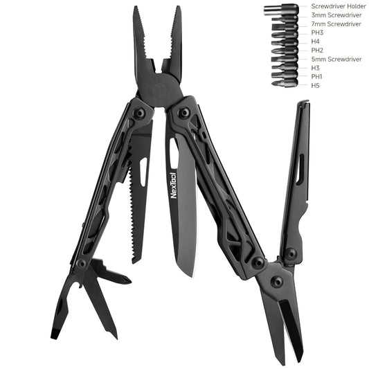 NexTool Black Knight Multi-Tool 11 Functions with Pouch and Bit Kit (Updated Locking Version)