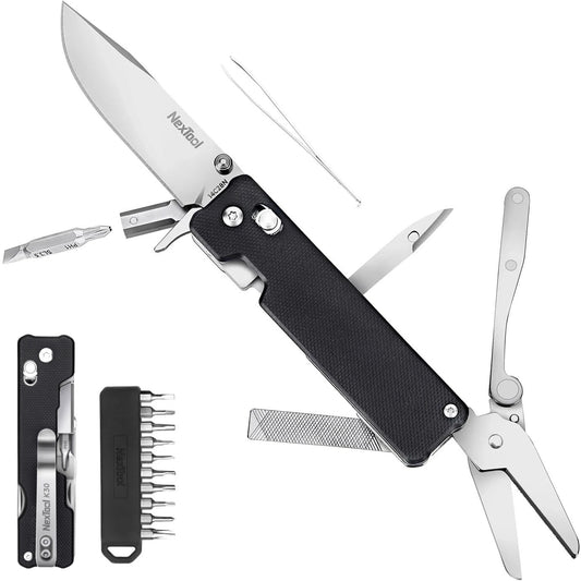 NexTool Knight K30 Sandvik 14C28N Axis-Lock Folding Knife Multi-Tool 11 Functions with S2 Bit Kit
