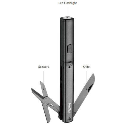 NexTool 65LM USB-C Aluminium Flashlight Multi-Tool with Knife and Scissors