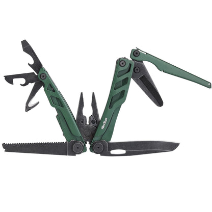 NexTool Flagship Pro Green / Black Stonewashed Multi-Tool 16 Functions with Nylon Pouch