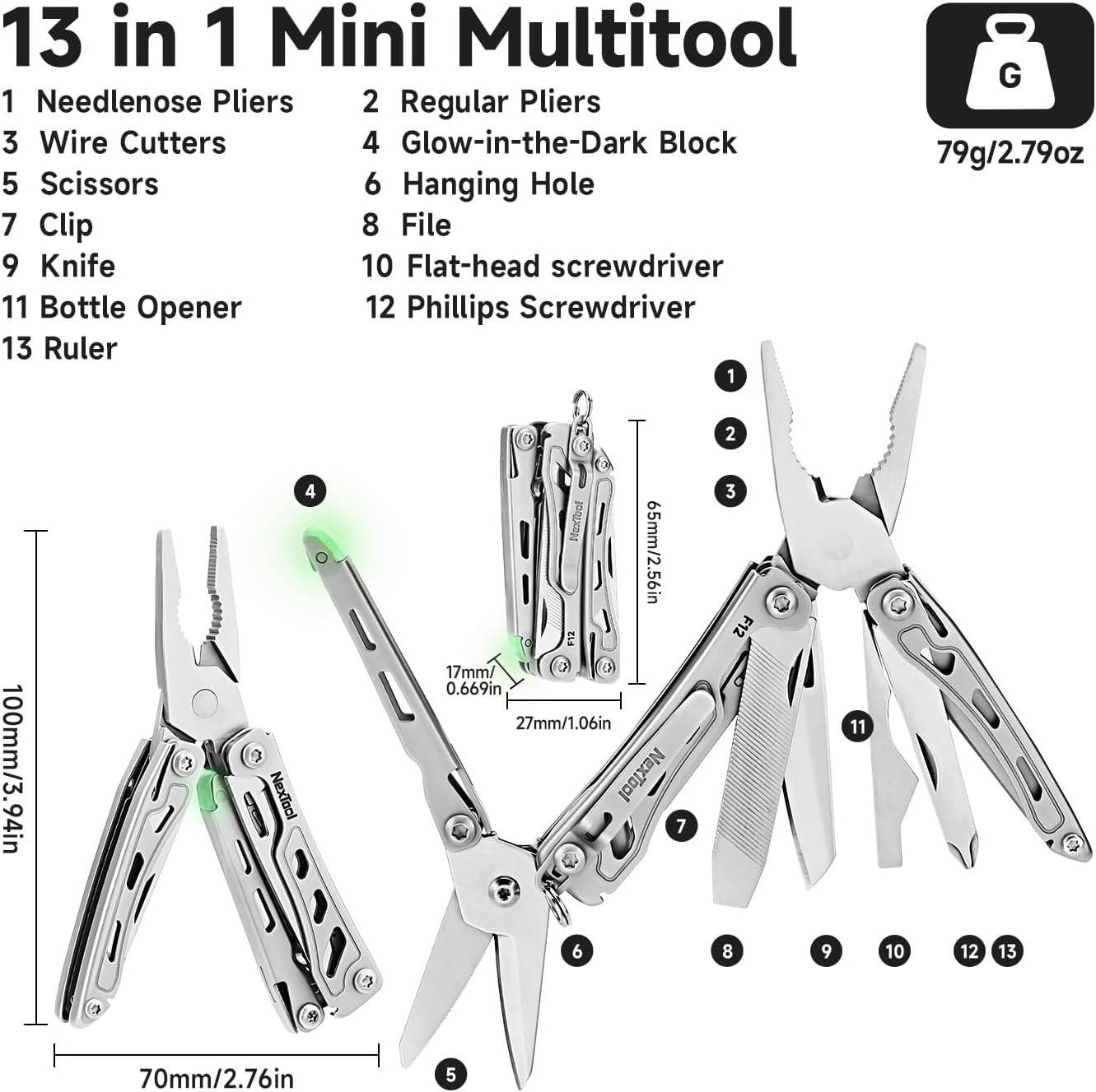 NexTool Mini Flagship F12 Compact Multi-Tool with 13 Functions NE20410