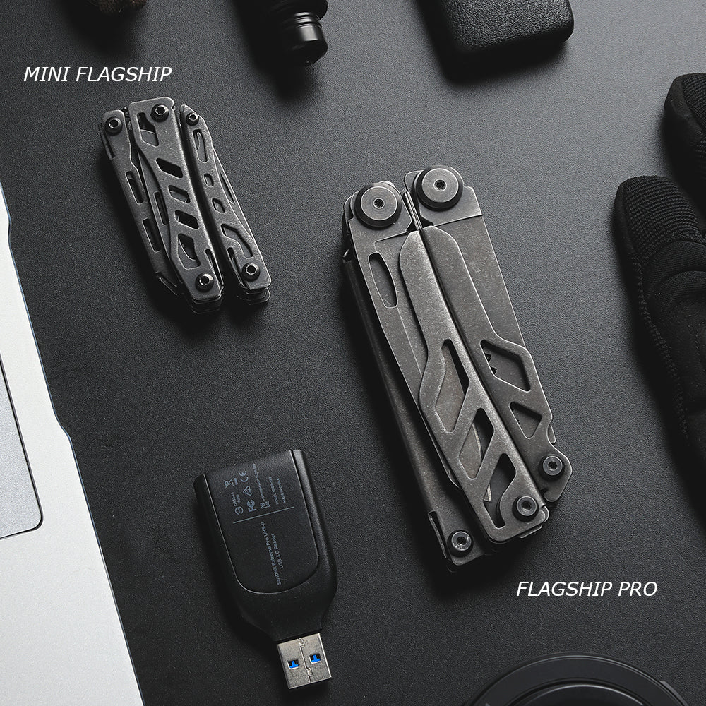 NexTool Flagship Pro Black Stonewashed Multi-Tool 16 Functions with Nylon Pouch