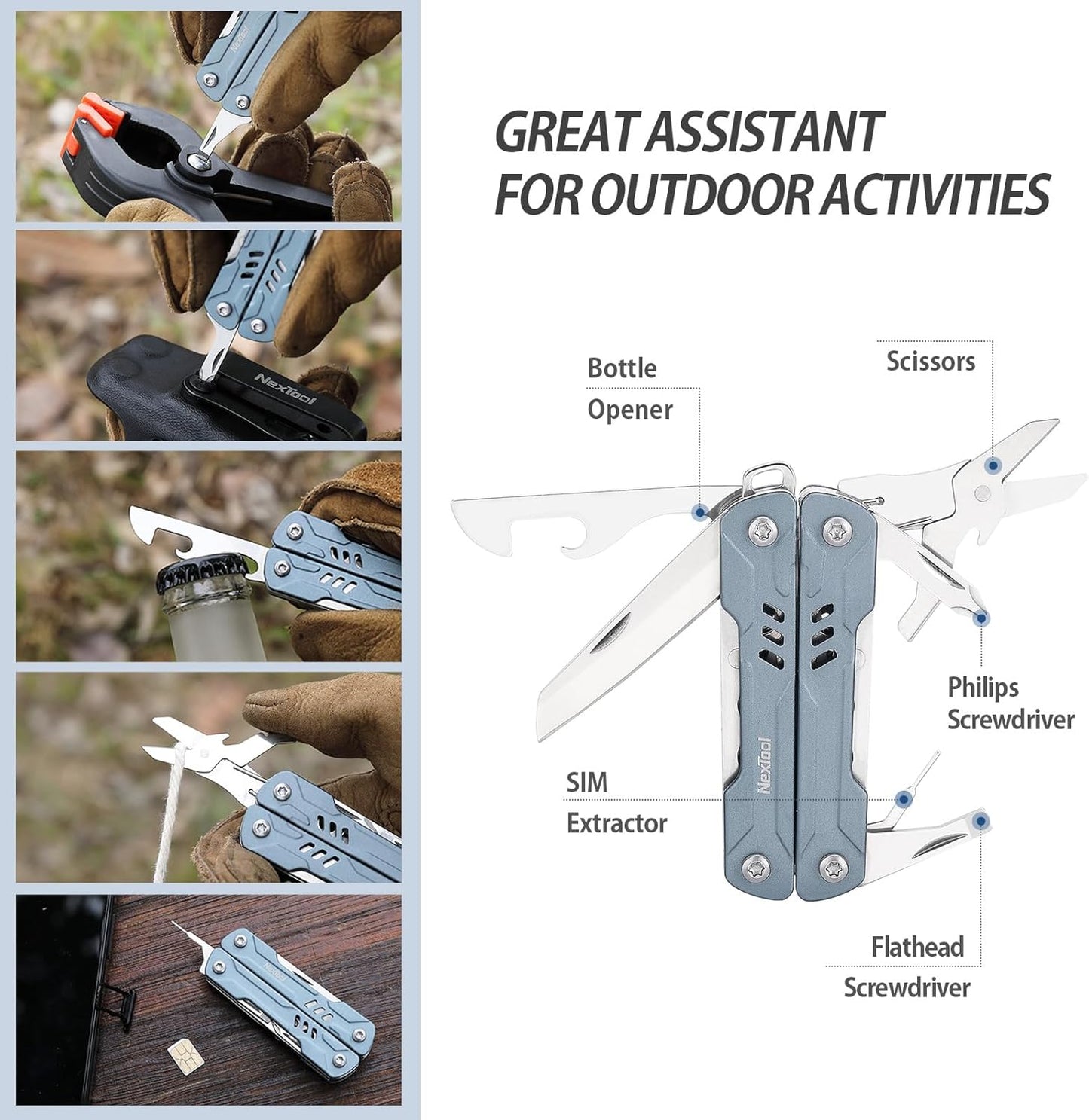 NexTool Mini Sailor S11 Blue Compact Multi-Tool with 11 Functions (Updated Version)