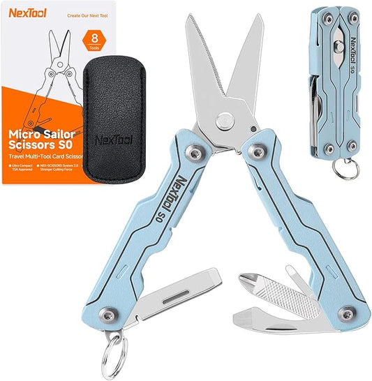 NexTool Micro Sailor Scissors S0 Blue Bladeless Slim Keychain Multi-Tool 8 Functions NE20417B