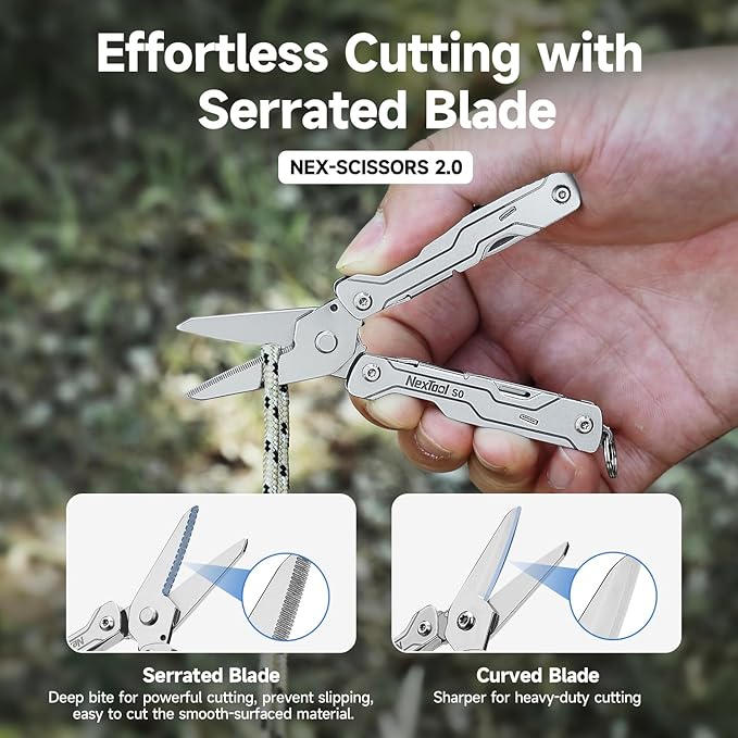 NexTool Micro Sailor Scissors S0 Purple Bladeless Slim Keychain Multi-Tool 8 Functions NE20417D