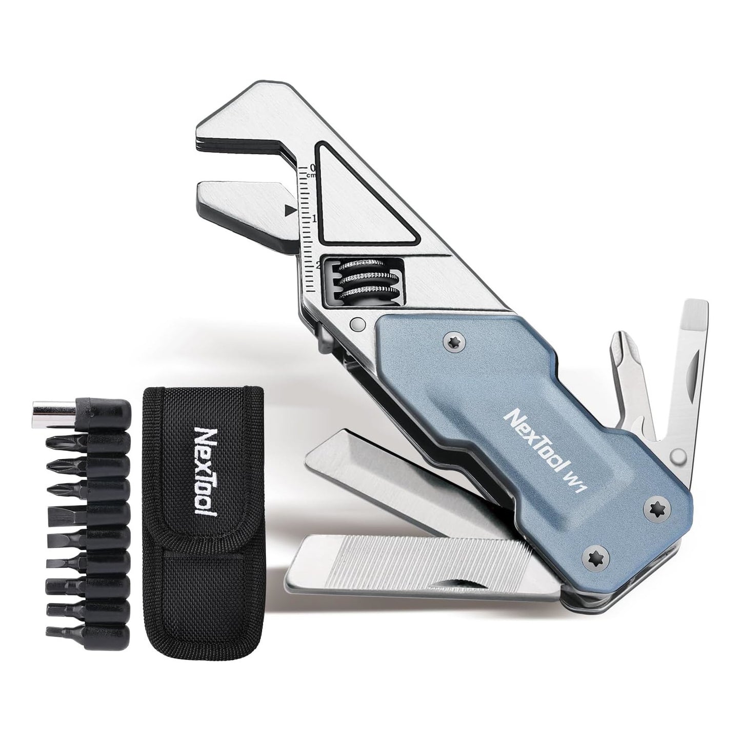 NexTool Light Wrench W1 Blue Multi-Tool 6 Functions with Pouch and Bit Kit
