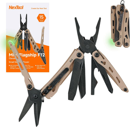 NexTool Mini Flagship F12 Khaki Compact Multi-Tool with 15 Functions NE20410F