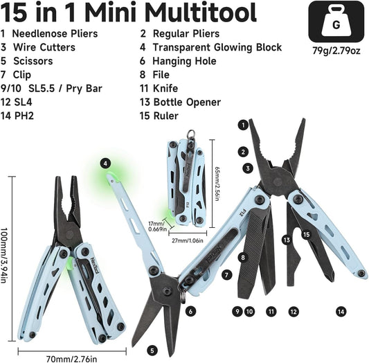 NexTool Mini Flagship F12 Blue Compact Multi-Tool with 15 Functions NE20410D