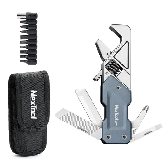 NexTool Light Wrench W1 Blue Multi-Tool 6 Functions with Pouch and Bit Kit