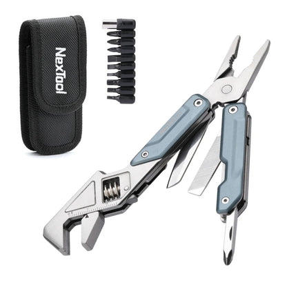 NexTool Light Wrench W2 Blue Multi-Tool Pliers 8 Functions with Pouch and Bit Kit
