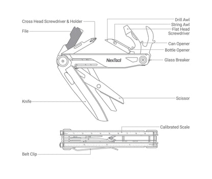 NexTool Knight EDC Multi-Tool Folding Knife with 12 Functions