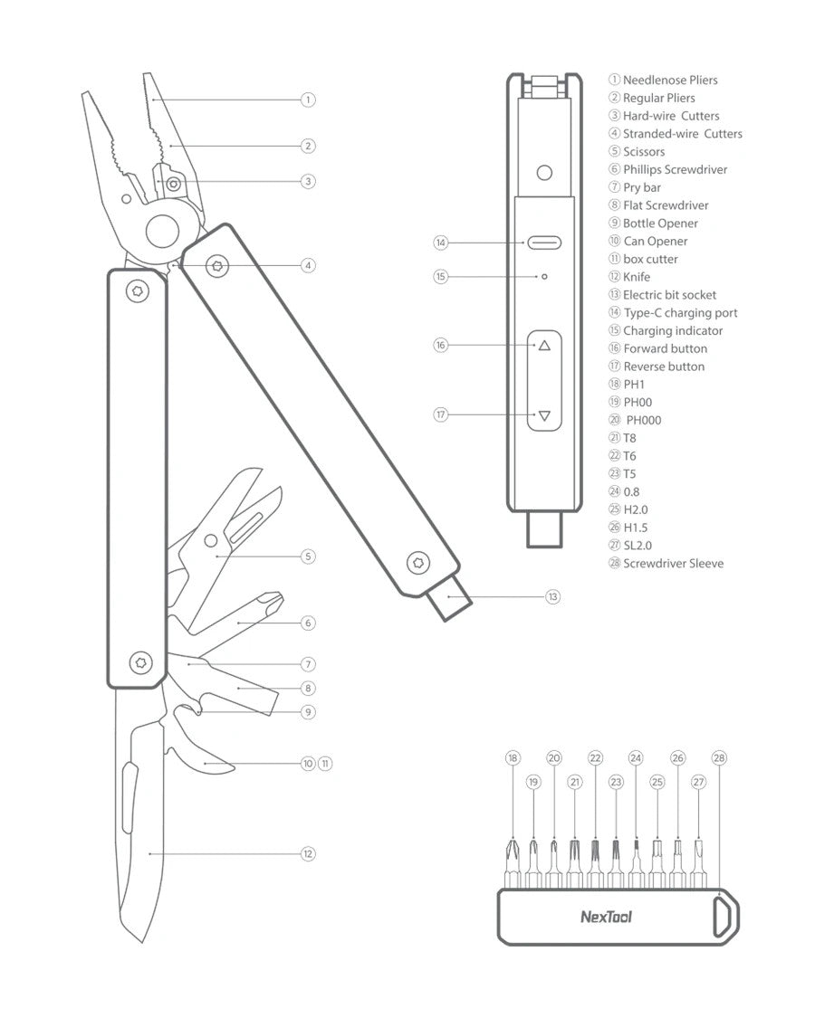 NexTool Gemini Electric Precision Screwdriver Multi-Tool 13 Functions with Bit Kit