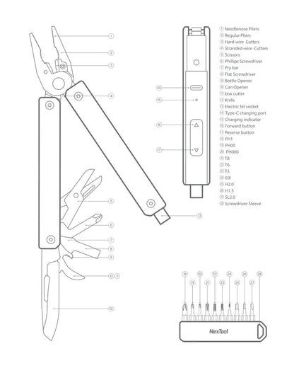 NexTool Gemini Electric Precision Screwdriver Multi-Tool 13 Functions with Bit Kit
