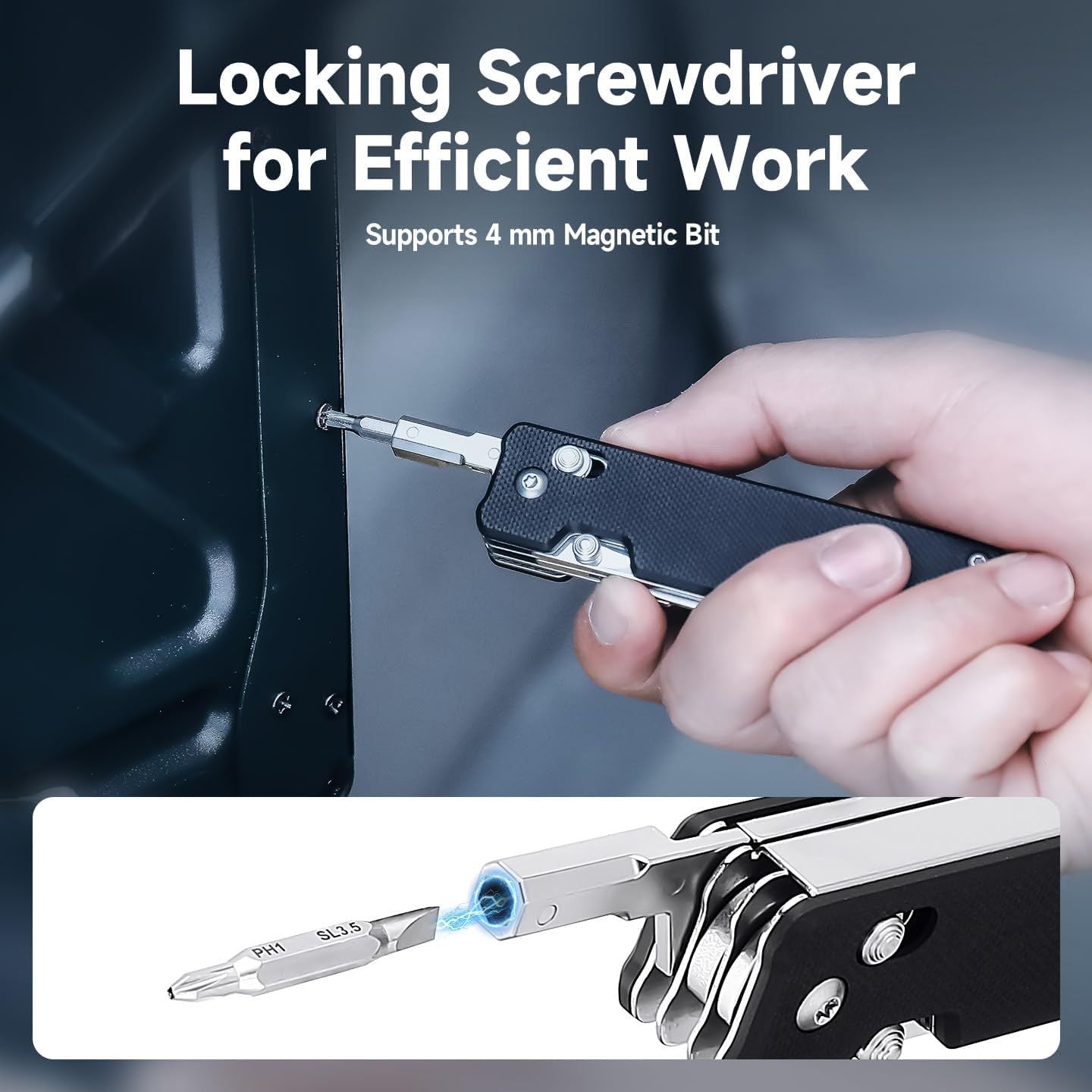 NexTool Knight K30 Sandvik 14C28N Axis-Lock Folding Knife Multi-Tool 11 Functions with S2 Bit Kit